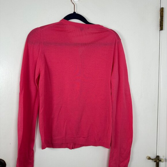 Vintage Gucci Wool Cardigan Pink Sweater with Gucci Silver color metallic Size L - Picture 9 of 16